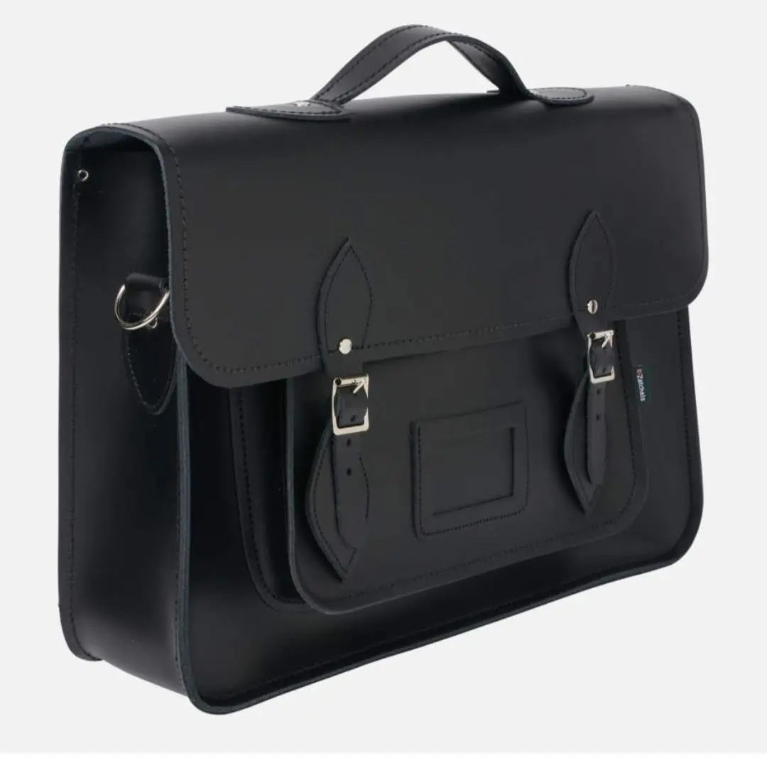 Leather Satchel Backpack - Black - Image 3