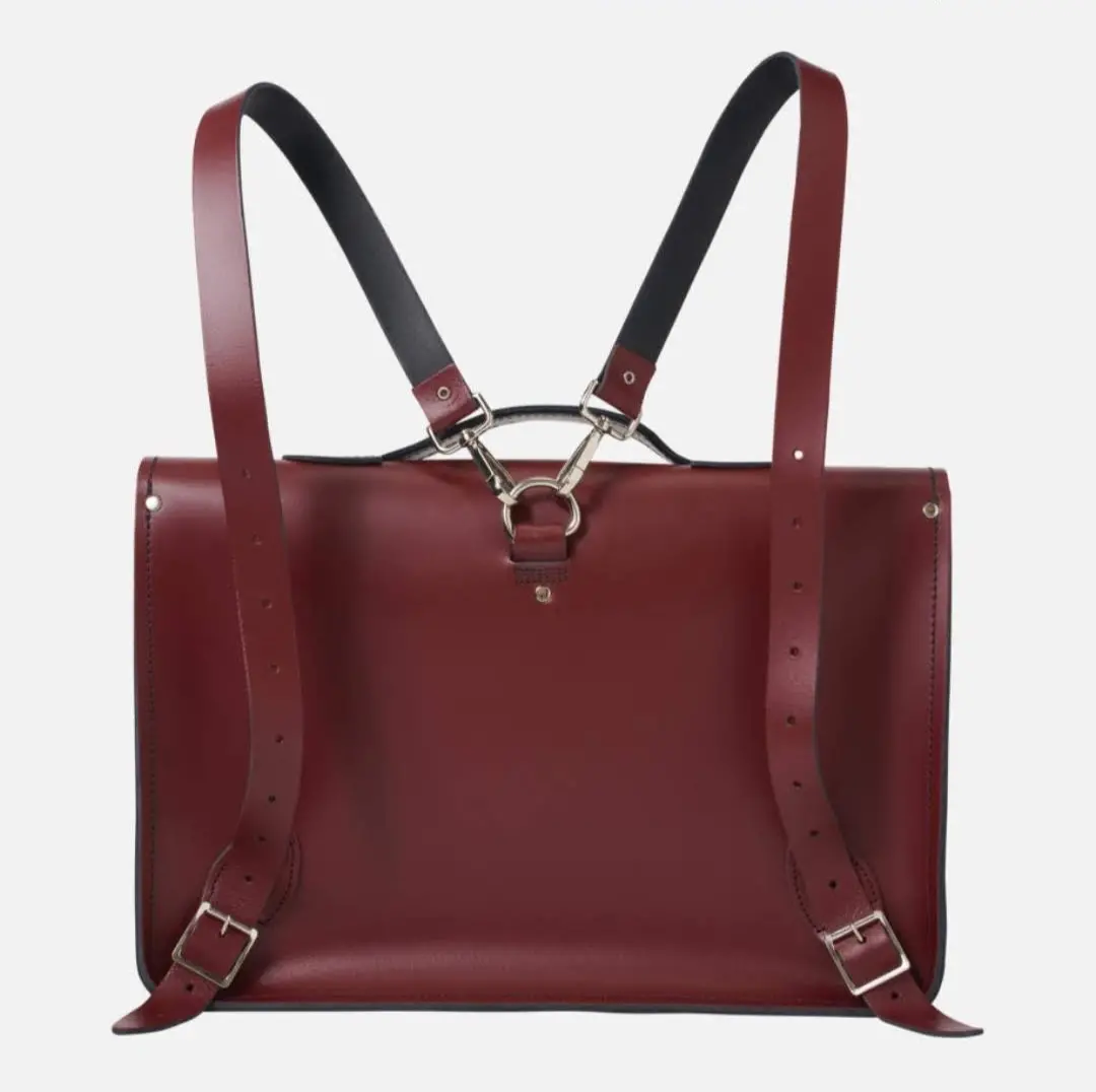 Leather Satchel Backpack - Marsala Red - Image 2