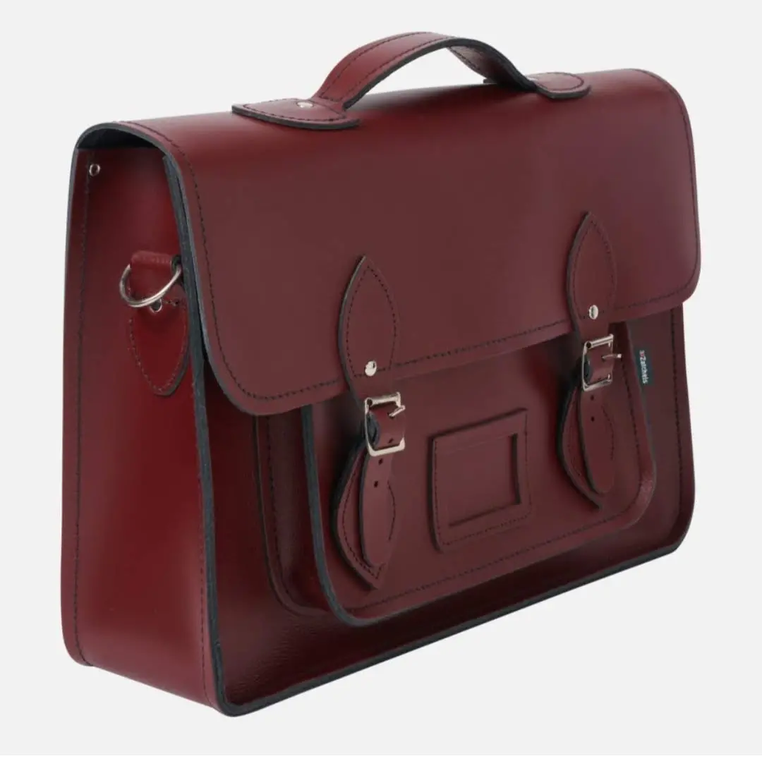 Leather Satchel Backpack - Marsala Red - Image 3