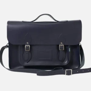 Leather Backpack Satchel - Navy Blue