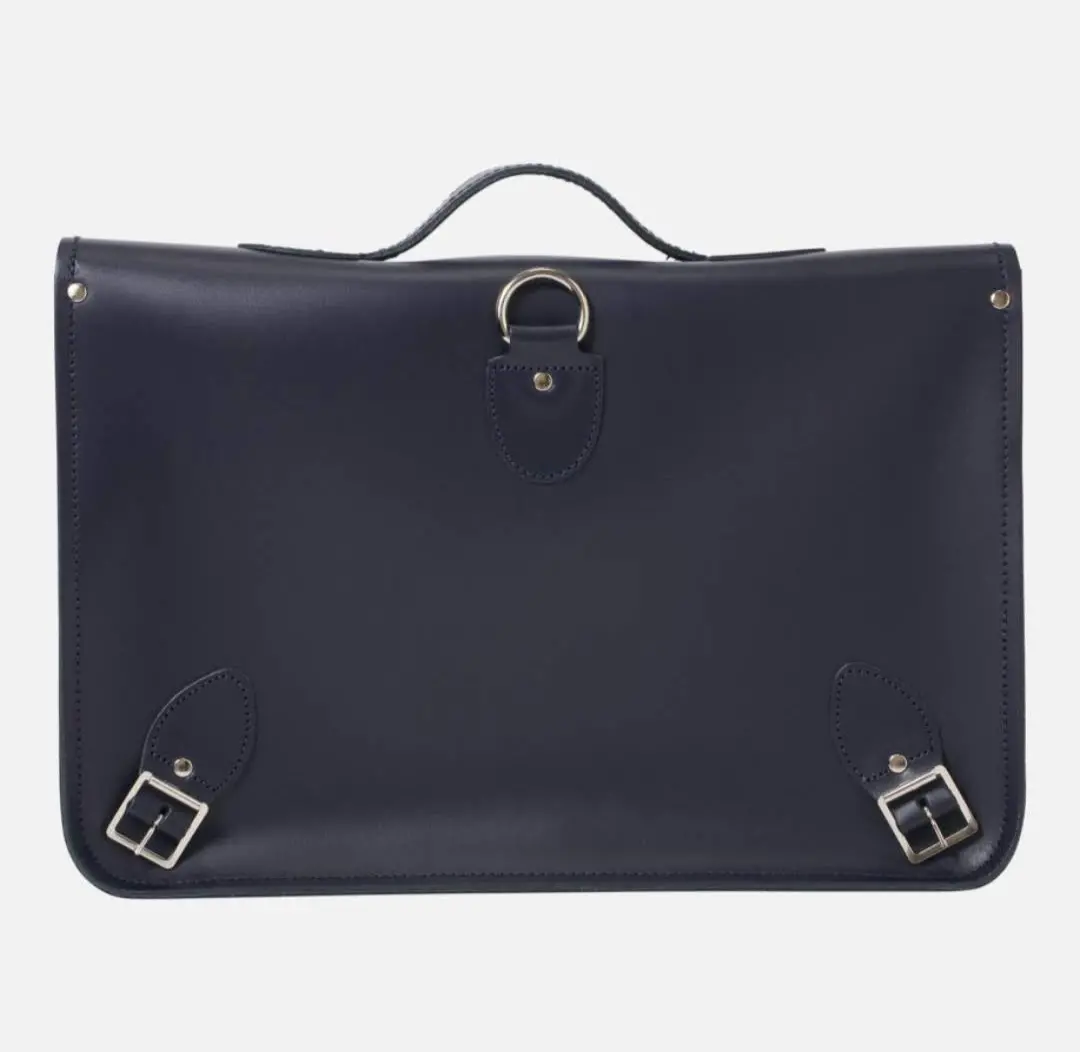 Leather Backpack Satchel - Navy Blue - Image 4