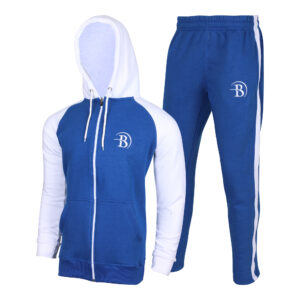BOHRI Velocity Blue & White Embroidered Tracksuit | Stylish Hoodie and Jogger Combo | BOHRI SPORTS