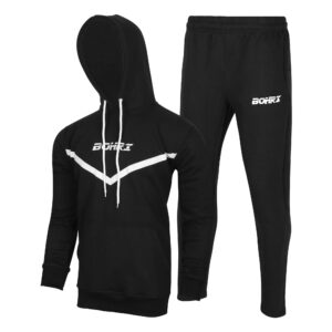 BOHRI Flex Strips Black Core Embroidered Tracksuit | Stylish Hoodie and Jogger Combo | BOHRI SPORTS