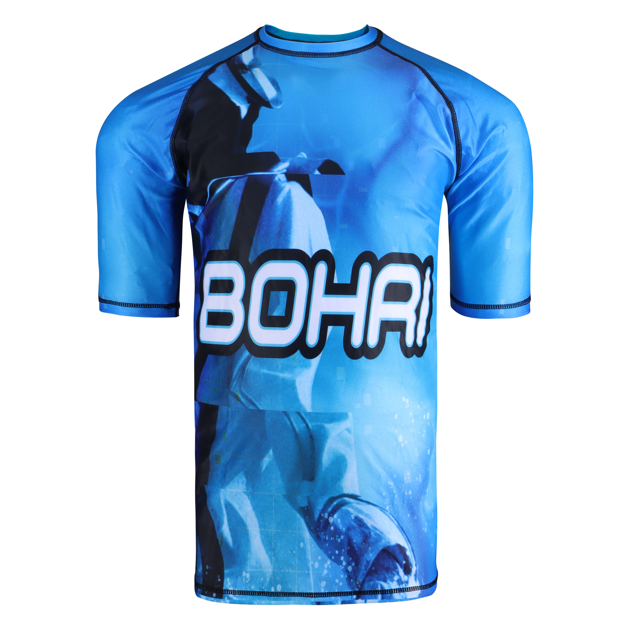 BOHRI Bluish Crystal Short Sleeves Rash Guard | BJJ MMA BOXING | Men's | Women's